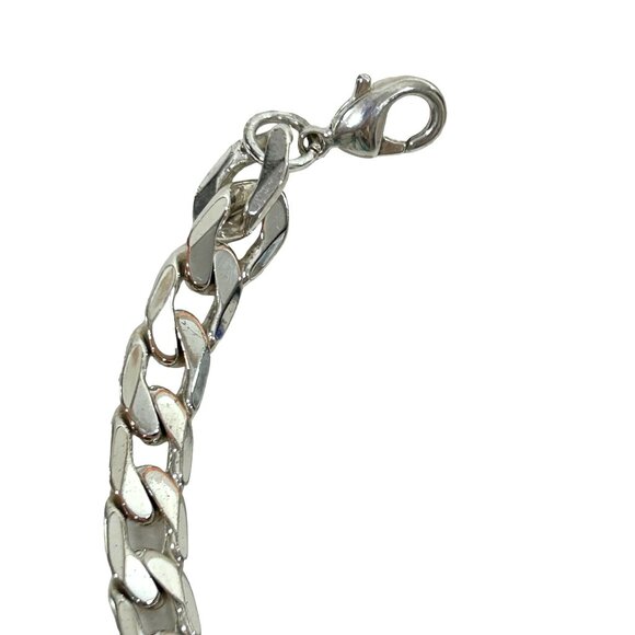 Unisex Stainless Steel Bracelet Flat Curb Cuban Chain 8.25” x 8mm Lobster Claw - Picture 9 of 10